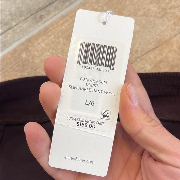 NWT Eileen Fisher Washable Stretch Crepe Slim Ankle Pant Eggplant Purple Large - Picture 5 of 12